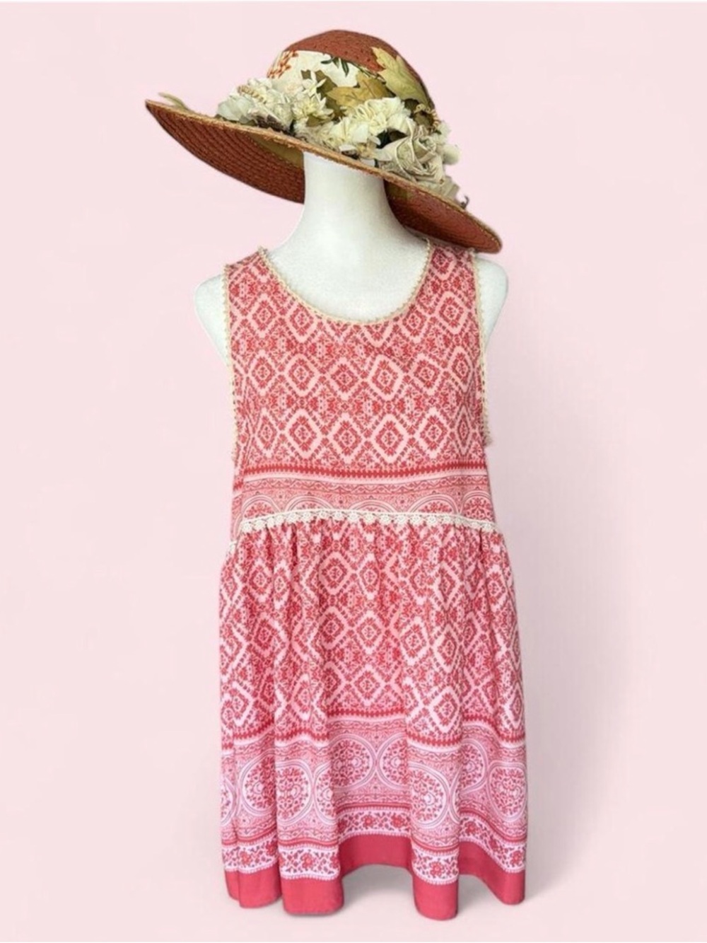 Women’s size small coral print babydoll mini dress by b-SHARP.